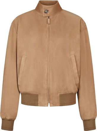 Tod's leather bomber jacket - women - Viscose/Goat Skin - 38 - Neutrals