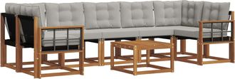 vidaXL Conjunto De Sof&aacute;s De Exterior 8 Uds. Gris Natural Y Claro Vidaxl