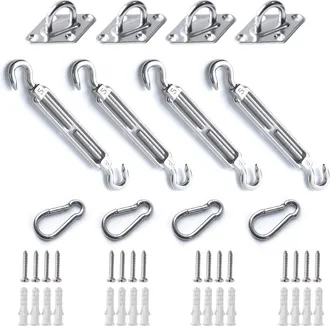 OEM Kit De Montaje Para Toldos, Accesorios M5 Fabricados En Acero Inoxidable 304, Para Velas Cuadradas Y Triangulares (juego De 12 Piezas + 16 Tornillos)