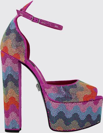Philipp Plein Sandali platform in camoscio con stampa astratta e strass