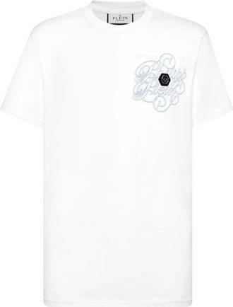 Philipp Plein Tops, Heren, Wit, 3Xl, Katoen, T-Shirt Ronde Hals