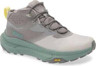 Hoka One One Transport Chukka GORE-Tex Waterproof Trail Shoe in Gravel /Fern at Nordstrom, Size 11.5