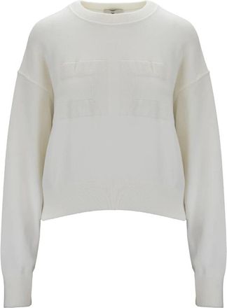 Elisabetta Franchi Cropped sweater met ronde hals - Dames - Ronde hals truien - Wit - S - Polyester - Truien & Vesten