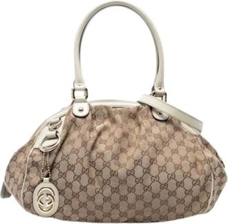 Gucci Pre-owned Handbags, female, Beige, Size: ONE SIZE Pre-owned Canvas Handbag