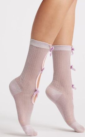 High Heel Jungle Metallic Crew Socks in Pink/purple at Nordstrom