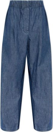 Jil Sander Losvallende broek - Dames - Wijde Broeken - Blauw - S - Katoen - Broeken