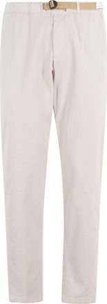White Sand Sand Straight-Leg Stretch Cotton Gabardine Pants