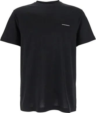 Emporio Armani Tops, Heren, Zwart, XL, Katoen, Zwart Logo T-shirt
