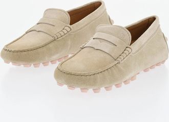 Tod's Suede Penny Loafers with Rubber Pebble Sole Tods