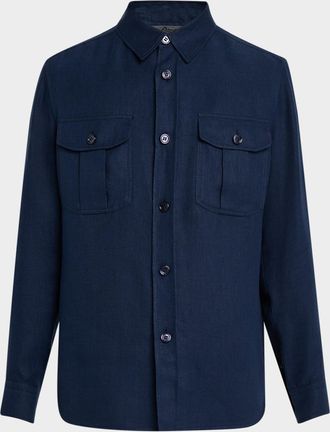 Brioni Mens Canvas Overshirt