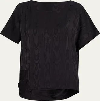 Dries Van Noten Caressa Moire Short-Sleeve Blouse