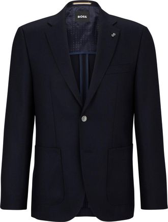 HUGO BOSS Mens H-janson-223 Jacket Dark Blue Wool - Size 42 Regular