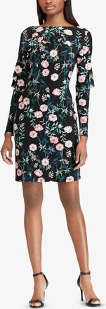 American Living Womens Floral Print Layered Dress In Black Multi