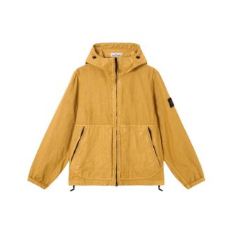 Stone Island Hooded Jacket met Hoogsluitende Rits - Heren - Zomerjassen - Geel - M - Nylon - Jassen