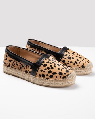 Kanna Womens Tan Espadrilles with Leopard Print Canvas - Size UK 8
