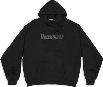 Balenciaga Caps Destroyed Hoodie Black 659403TKVB61781