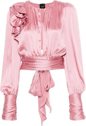 Pinko Mouwloze Top - Dames - Blouses - Roze - S - Polyester - Overhemden