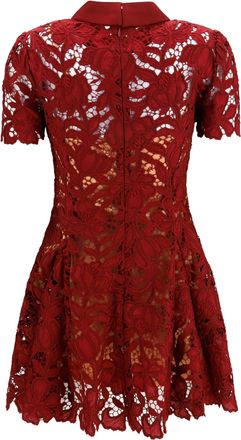 Self Portrait Womens Short Lace Dress Burgundy Polyester