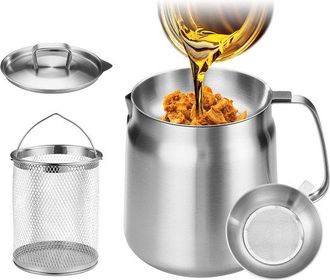 OEM Freidora, Filtro De Aceite, 1,5 L, 14 X 13,5 Cm, Acero Inoxidable 304, Dep&oacute;sito De Aceite, Separa Los Residuos De Aceite, Para Fre&iacute;r, Plateada
