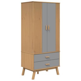 vidaXL Armario Olden Madera Maciza Pino Gris Y Marr&oacute;n 76,5x53x172 Cm Vidaxl