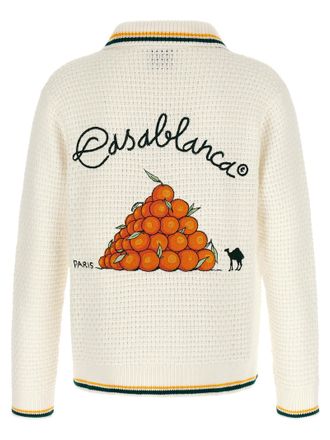 Casablanca Textured Cotton Cardigan - White