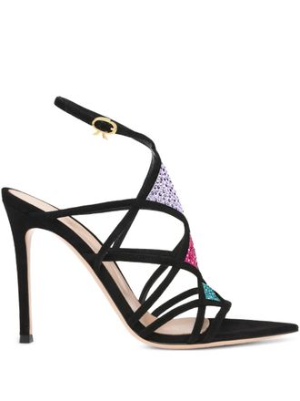 Gianvito Rossi 105mm Confetti embellished-strap sandals - Black