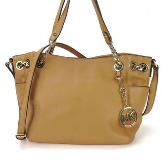 Michael Kors Beige Leather Shoulder Bag Tote Bag (Pre-Owned)