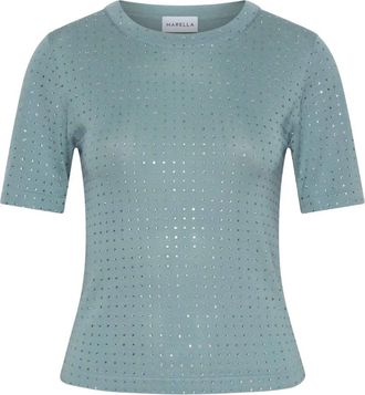 Marella Mllpacche Top - Dames - Ronde hals truien - Blauw - L - Wol - Truien & Vesten