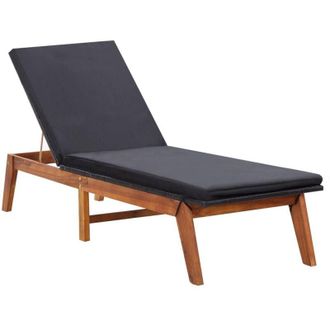 vidaXL Vidaxl - Sdraio con Cuscino in Polyrattan e Legno Massello di Acacia
