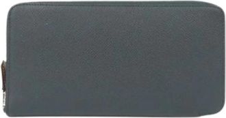 Herm&egrave;s Pre-owned Panoplie Equestre Epsom Silk Long Wallet - Dames - Vintage Accessoires - Blauw - ONE Size - Leer - Vintage
