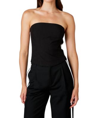 Nia Kate Strapless Stripe Top In Black