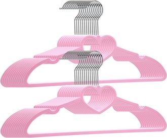 OEM Juego De 20 Perchas De Pl&aacute;stico Rosas Con Forma De Coraz&oacute;n, Acabado Liso, Resistentes, Ahorran Espacio, Para Vestidos/abrigos/camisas