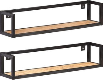 vidaXL Vidaxl - Estantes De Pared 2 Unidades 80 Cm Madera De Mango Rugosa