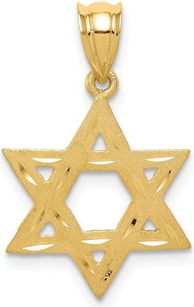 Diamond2Deal 14k Yellow Gold Solid Satin Star of David Charm Pendant