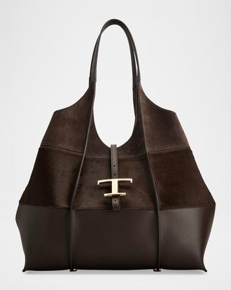 Tod's Medium Mixed Calfskin Timeless Tote Shopping Bag