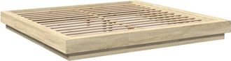 vidaXL Vidaxl - Estructura Cama Con Luces Led Madera Roble Sonoma 180x200 Cm
