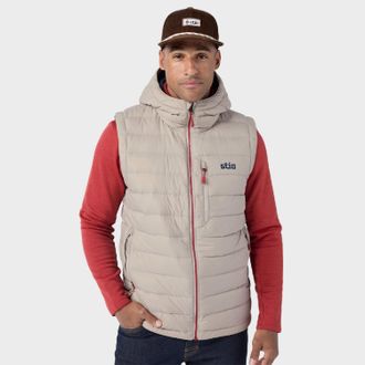Stio Mens Hometown Down Hooded Vest Khaki XL