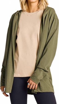 Life is good Crusher Flex Cardigan In Dark Moss Green