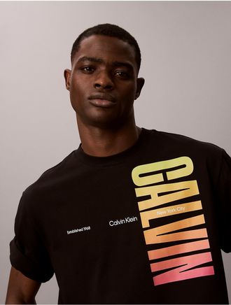 Calvin Klein Jeans Calvin Klein Mens Pride Bold Logo Relaxed Tee - Black - XL