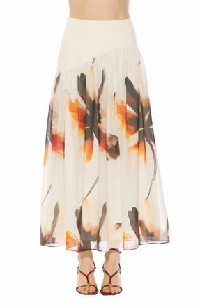 Alexia Admor Eris Asymmetric Drop Waist Maxi Skirt in Large Floral at Nordstrom Rack, Size 12