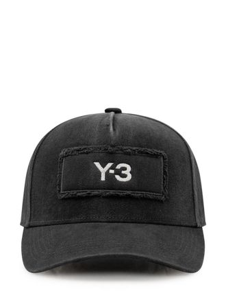 Yohji Yamamoto Black Textured Logo Baseball Hat