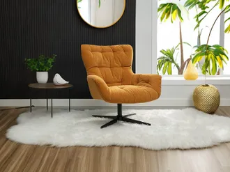 Vente-Unique Poltrona girevole in Tessuto Giallo - OPHELIE