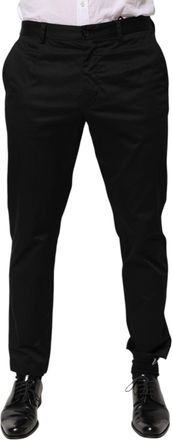 Dolce & Gabbana Black Cotton Tapered Men Formal Trousers Mens Pants (Pre-Owned)