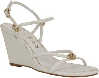 Guess Devve Slingback Wedge Sandal in White at Nordstrom, Size 8.5