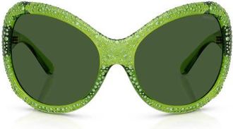 Swarovski 72mm Butterfly Sunglasses in Transparent Green /Dark Green at Nordstrom