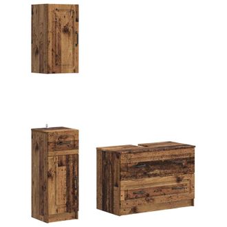 vidaXL Juego De Armarios De Ba&ntilde;o De 3 Piezas Utrecht Madera Envejecida Vidaxl