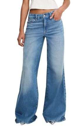 Good American Soft-Tech Good Waist Palazzo Jeans in Indigo1146 at Nordstrom, Size 10