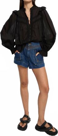 Kivari Isabella Blouson Sleeve Blouse In Black