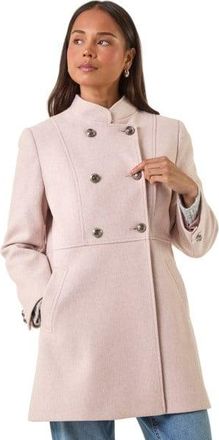 Roman Womens Petite Military Buttoned Coat - Light Pink - Size 14 UK