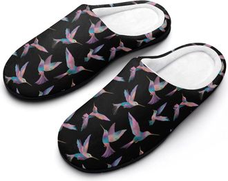 Generic Colorful Hummingbirds Pattern Mens Slippers Memory Foam Winter Warm Sandals Slip On House Shoes Size 7-14